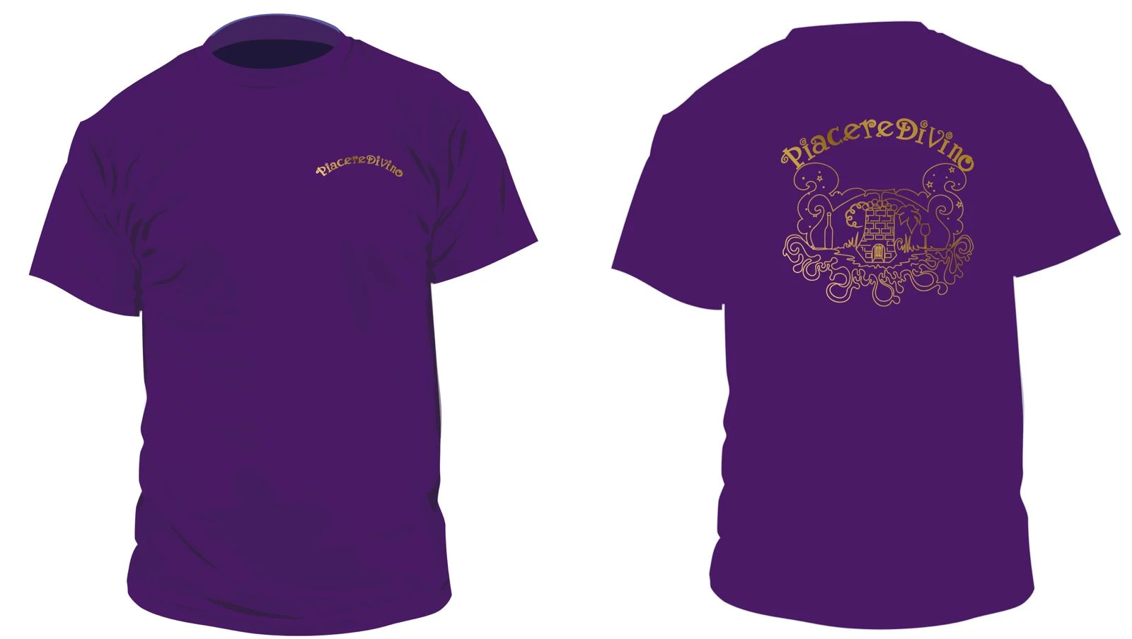 Maglietta ufficiale Piacere DiVino XII edizione, viola con stemma dorato sul retro